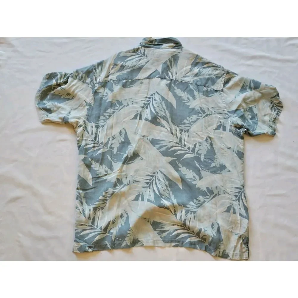 Pendleton‎ Shirt Mens Large Teal 100% Silk Loop Collar Camp Hawaiian Floral